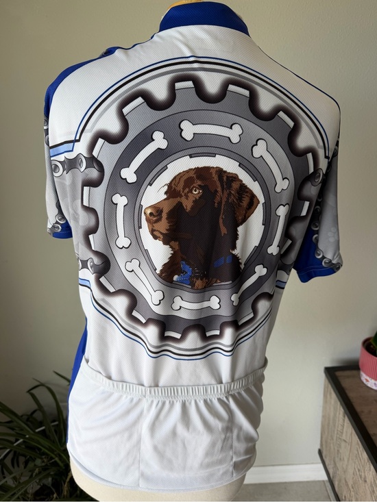 primal Other - Men's Blue & White Dog Graphic Cycling Jersey